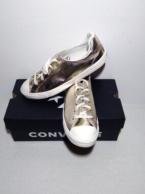 Converse Womens Size 9.5 Sneaker Gold Metallic CTAS Dainty Lucky Ox A15448C NWT
